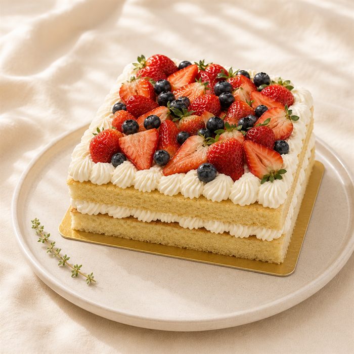 Mix berry square cake