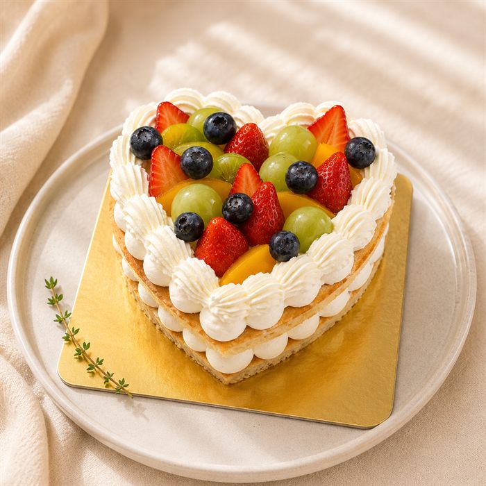 Mix fruit layered heart cake
