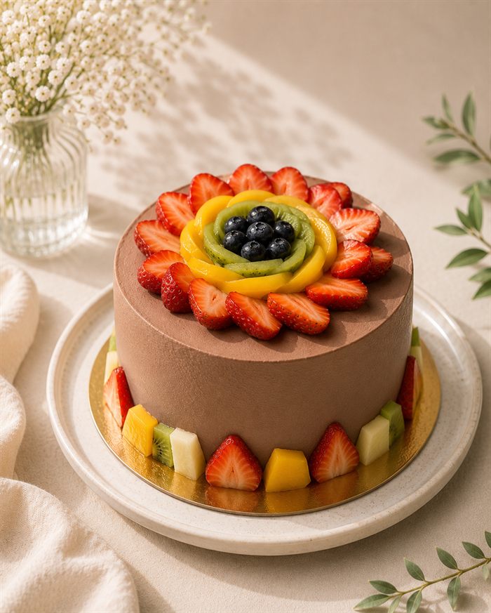 Mixfruit rainbow chocolate cake