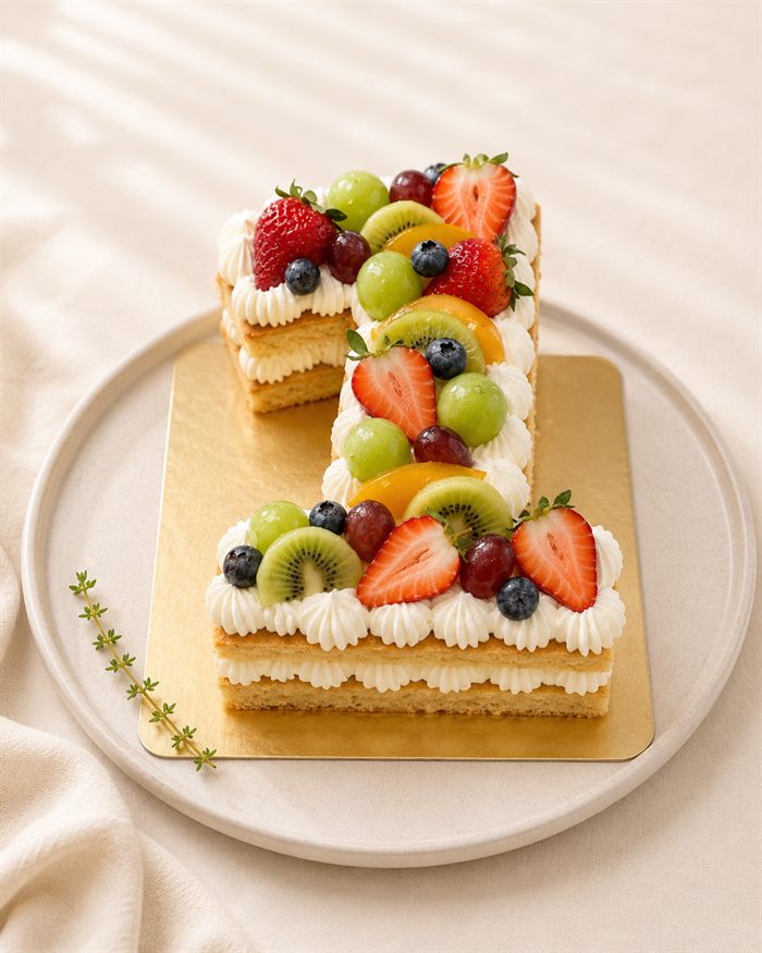 Number-shaped mix fruit cake