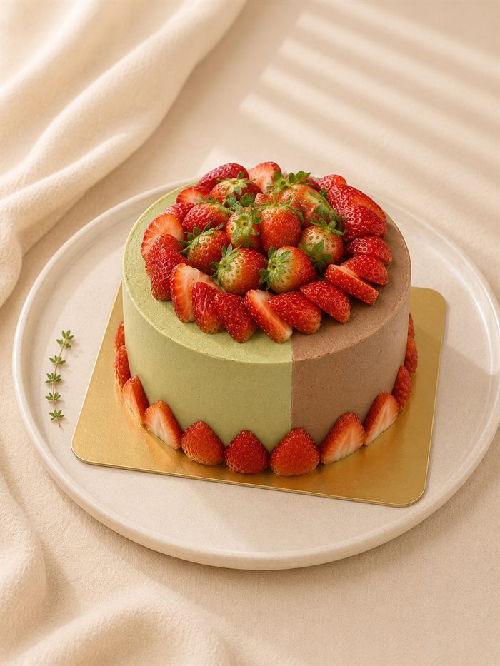 Cake split into two flavours