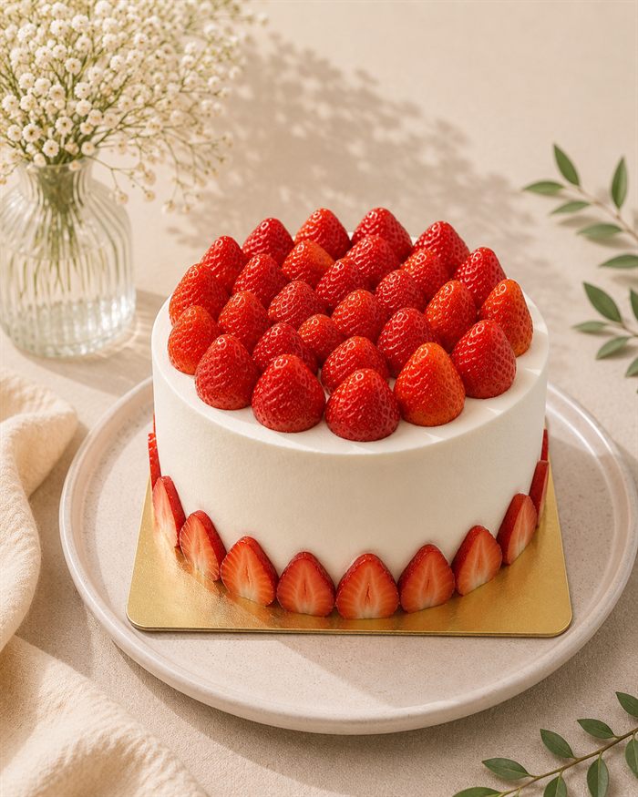 Very Strawberry cake piled with strawberries